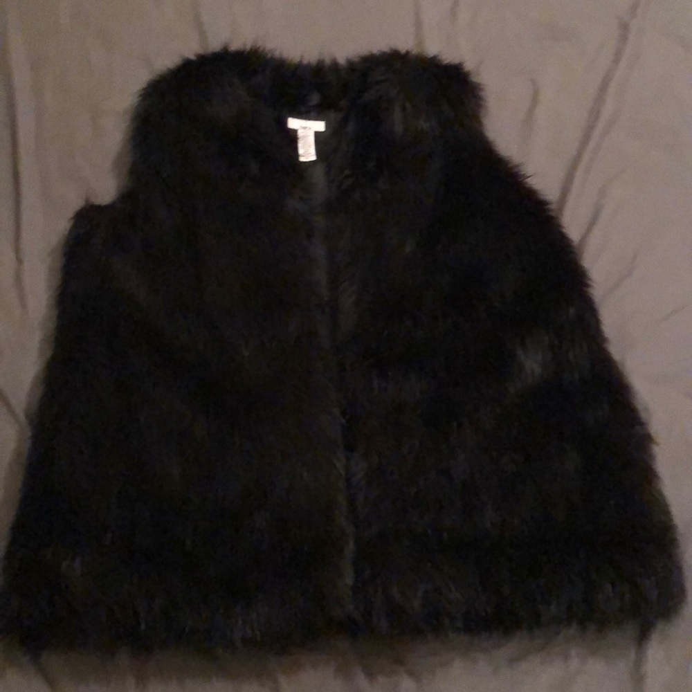 Bar III Black Faux Fur 3 Quarter Vest